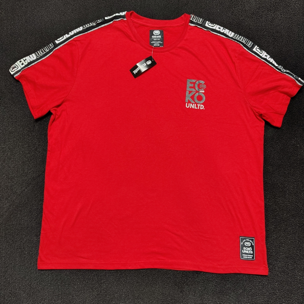 ECKO UNLTD Red Black Logo Short Sleeve Crew Neck T-SHIRT Men's Size 4XL New